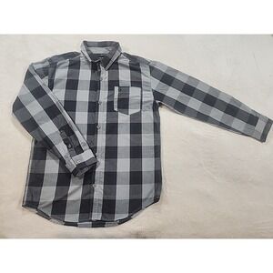 Calvin Klein‎ Boys Gray/Black Long Sleeve Button Up Shirt  Size Lg 14-16